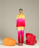 Studio Rigu  Leheriya Yellow Shirt and Trousers Co-ord in Vegan Silk