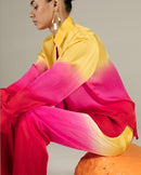 Studio Rigu  Leheriya Yellow Shirt and Trousers Co-ord in Vegan Silk