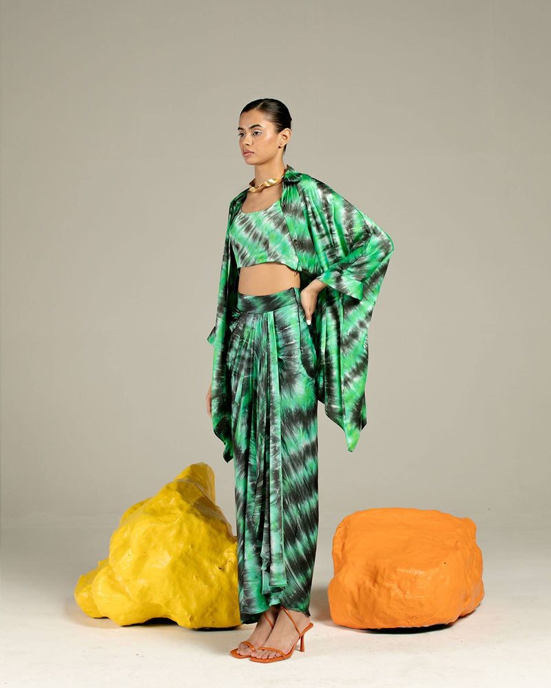 Studio Rigu  Jaipur Draped Skirt and Blouse in Vegan Silk