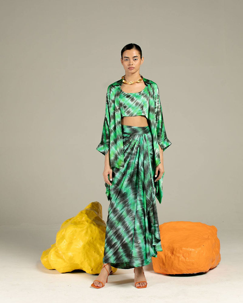 Studio Rigu  Jaipur Draped Skirt and Blouse in Vegan Silk