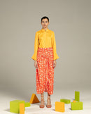 Studio Rigu  Jodhpur Mustard Linen Shirt with Draped Cuff