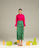 Studio Rigu  Chidiya Draped Green Vegan Silk Shirt