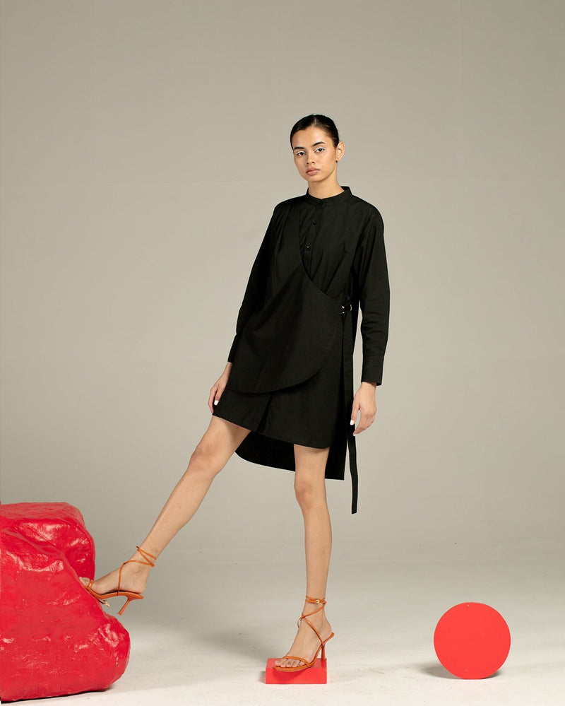 Studio Rigu  Serena Black Poplin Shirt Dress