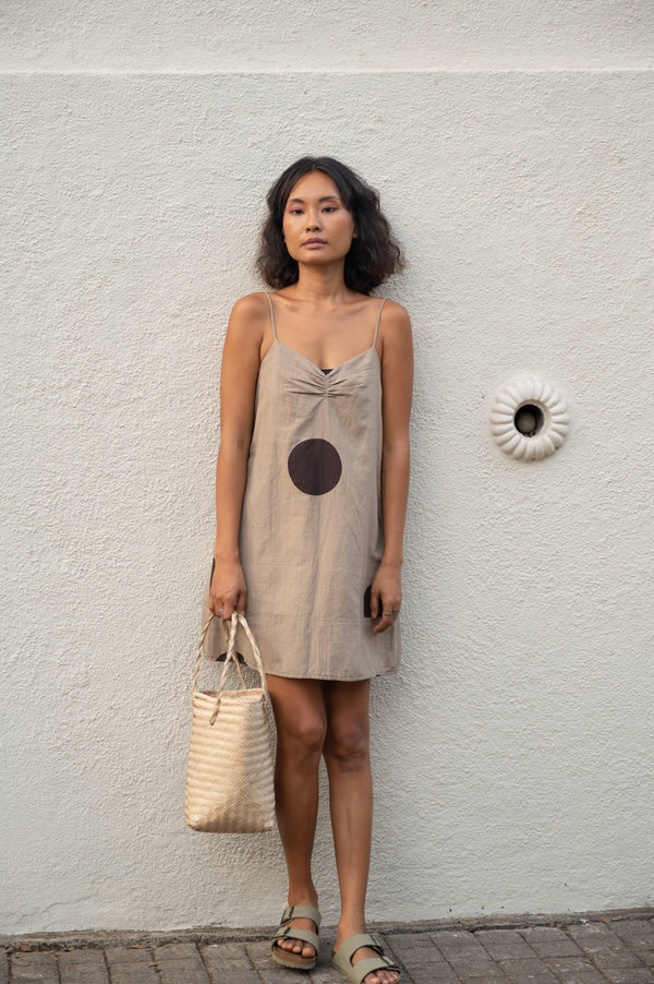 The Terra Tribe Handwoven Hemp & Organic Cotton California Slip Dress - Printed