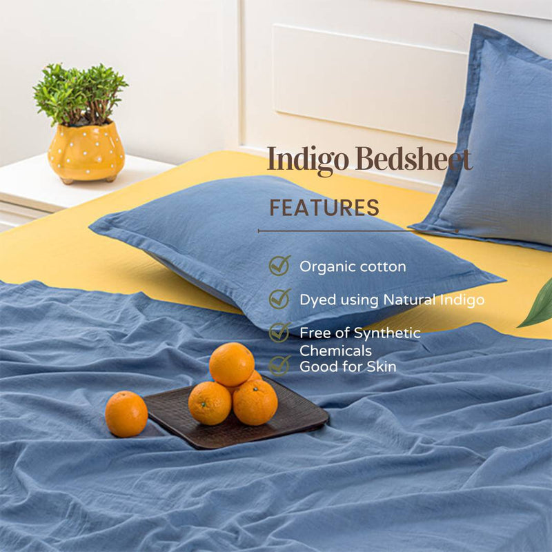 The Organic Livings The Blue Gold Indigo Bedsheet