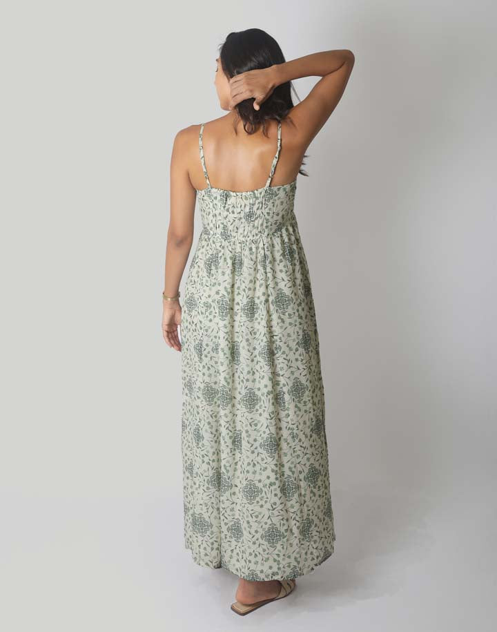 Reistor The Jade Ruched Crepe Maxi Dress