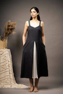 Taraasi Women's Black Handwoven Cotton Beautifully Detailed With Basic Running Stitch Dress