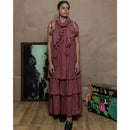 AC By Aratrika Chauhan 100% Organic Cotton Mulmul Maroon Dress - Stole set