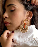 Noupelle  Ukiyo Beige and Orange Upcycled Leather Earring