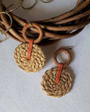 Noupelle  Ukiyo Beige and Orange Upcycled Leather Earring