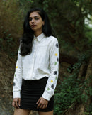 Handcrafted "Pickin' wildflowers" Handloom Hemp and cotton shirt