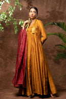 Taraasi Women's Maroon Handloom Chanderi Silk Mukaish/Badla Work Dupatta