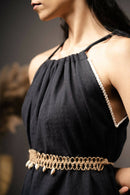 Taraasi Women's Black Handwoven Cotton Beautiful Hand Knitted Crochet Lace Dress