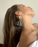 Noupelle  Vie Grey Upcycled Leather Earrings