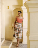 Beautiful Multicoloured Mid Length Opal Checkered Skirt for women
