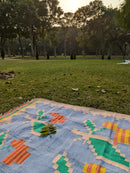 The Mango Tree Organic Cotton Handwoven Hibiscus Blue Dhurrie