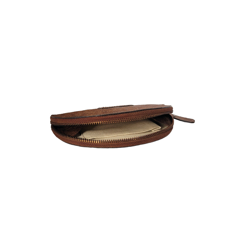 VEGAN COCONUT LEATHER HALF MOON POUCH - BROWN