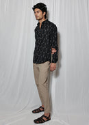 Earth Republic 100% Cotton Ikat Sable Handloom Shirt
