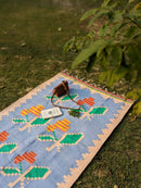 The Mango Tree Organic Cotton Handwoven Hibiscus Blue Dhurrie