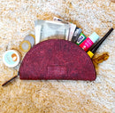 VEGAN COCONUT LEATHER HALF MOON POUCH - GARNET RED