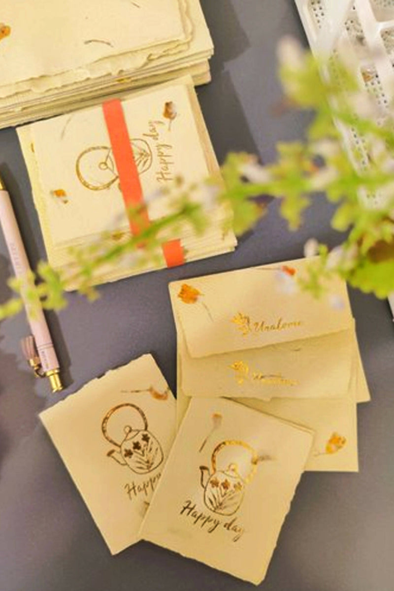 Unalome Happy Day Handmade Marigold Paper Wishcards - Set of 5