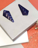 Noupelle  Row Blue Upcycled Leather Earring