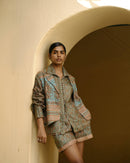 Upcycled Aventurine Notch Collar Vest