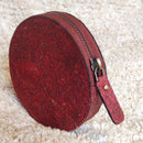 VEGAN COCONUT LEATHER ROUND POUCH - GARNET RED