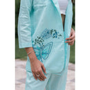 AC By Aratrika Chauhan 100% Organic Linen Blue Jacket-Pant