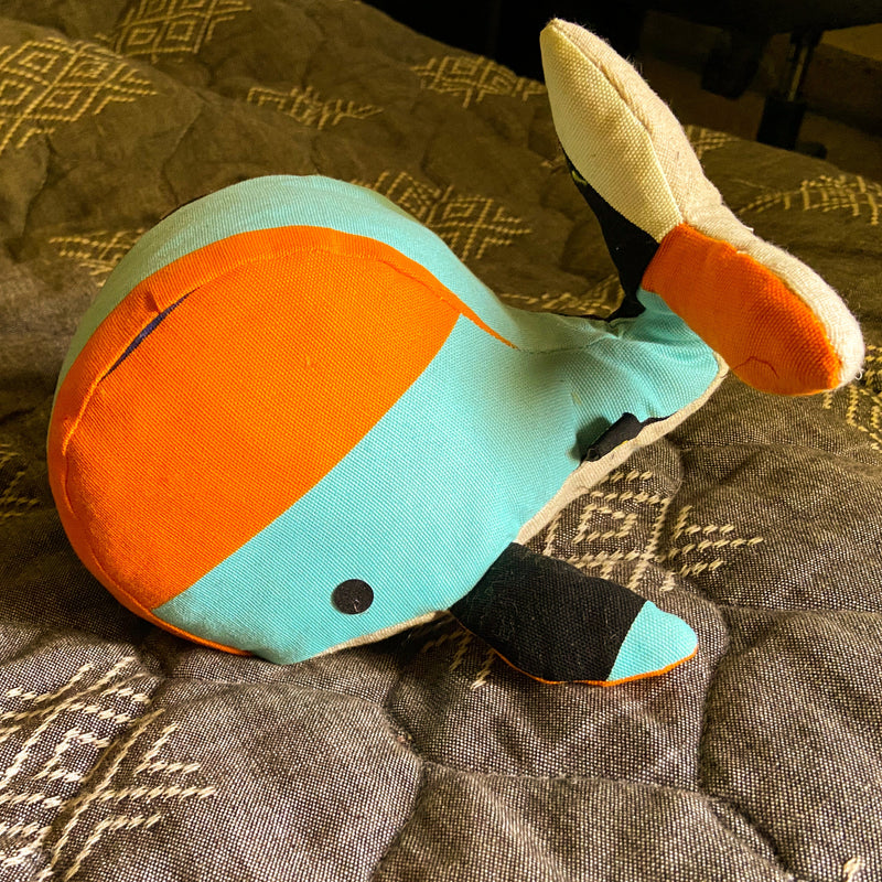Wiggly whale toy - A perfect gift for you pet- Made from fabric scraps