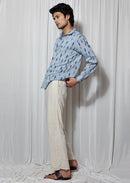 Earth Republic 100% Cotton Ikat Cobalt Handloom Shirt
