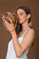 X Feet Above Cairo Organic Jute and Upcycled Full Grain Leather Handbag