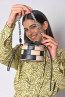 X Feet Above Cairo Organic Jute and Upcycled Full Grain Leather Handbag