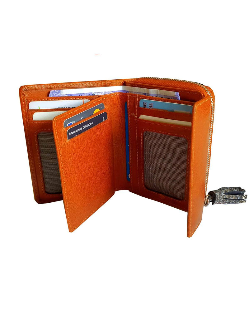 Noupelle  Elfin Orange Upcycled Leather Wallet