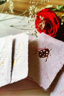 Unalome Ladybug Handmade Pink Textile Paper Wishcards - Set of 5