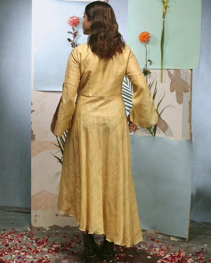 Ode By Oindrila & Arka  Gulaal Dress in Matka Tussar Silk