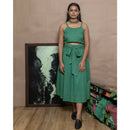 AC By Aratrika Chauhan 100% Organic Cotton Mulmul Green Skirt - Top - Jacket -Stole Set