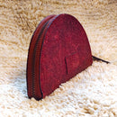 VEGAN COCONUT LEATHER HALF MOON POUCH - GARNET RED