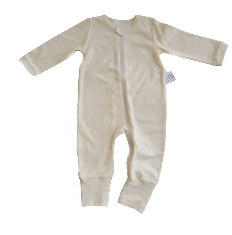 Ethically Made Lil Vanilla Organic Zipup Sleepsuit, Newborn- 2years