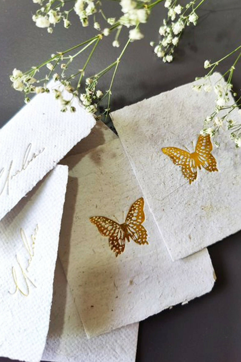 Unalome Butterfly Handmade Sugarcane Paper Wishcards - Set of 5