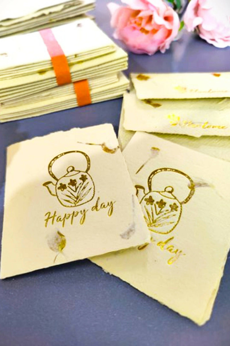 Unalome Happy Day Handmade Marigold Paper Wishcards - Set of 5