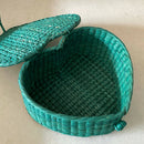 Saanjh Kauna Straw Handwoven Heart In A Box Teal