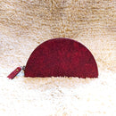 VEGAN COCONUT LEATHER HALF MOON POUCH - GARNET RED