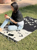 The Mango Tree Organic Cotton Handwoven Galaxy Black White Dhurrie