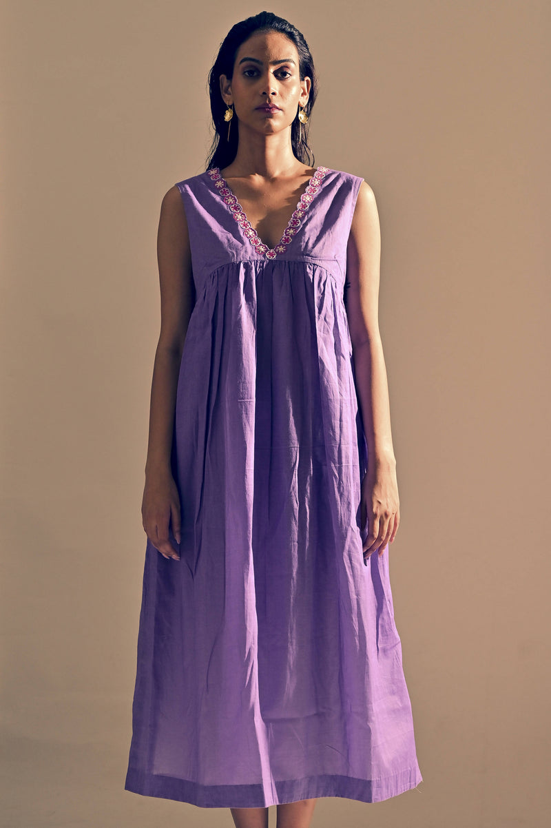 Handcrafted Amethyst Gathered dress