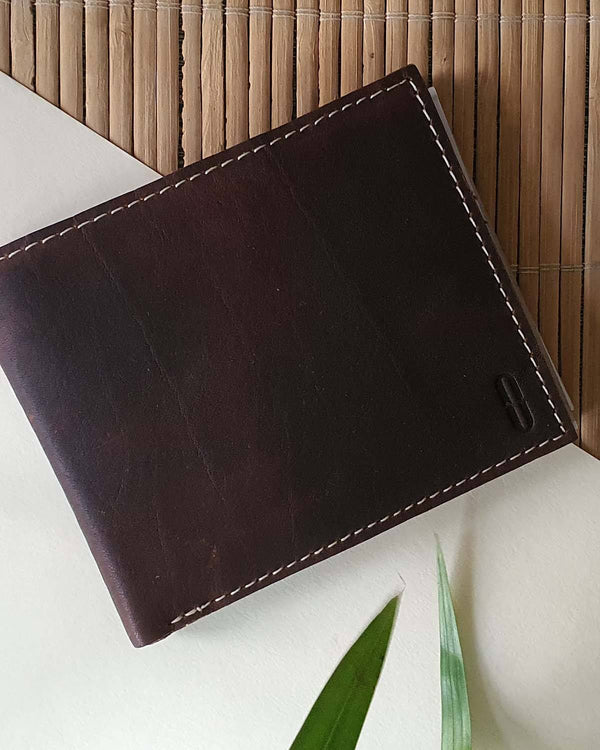 Noupelle  Brown Oil Pull Bi-fold Upcycled Leather Wallet