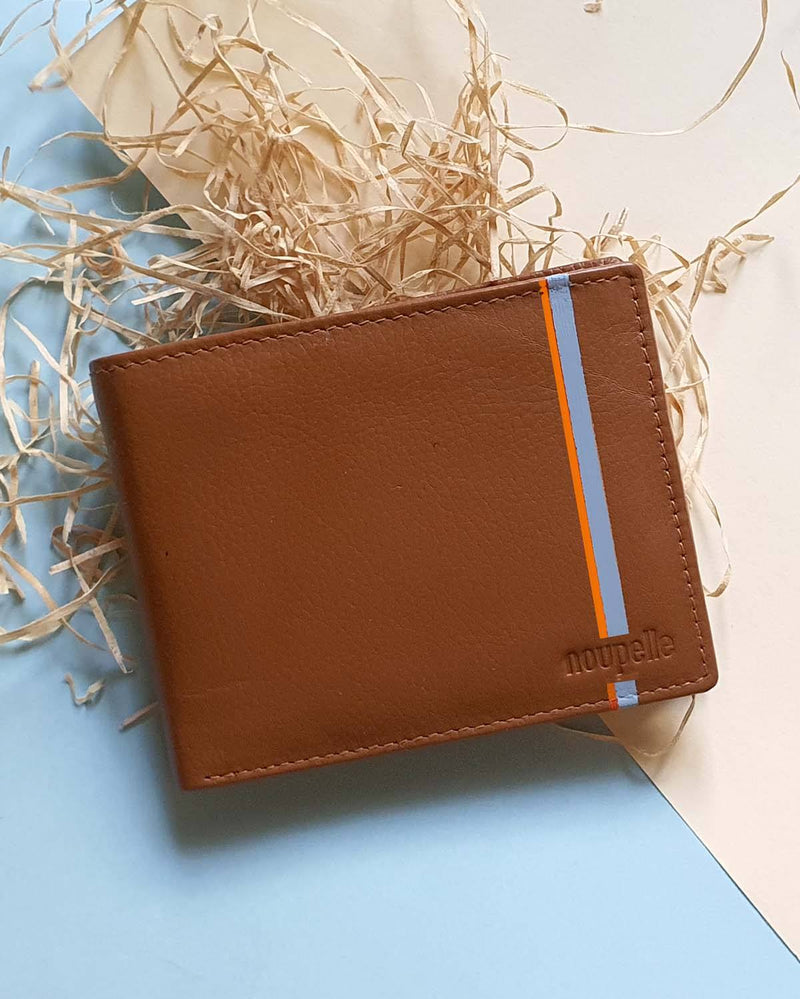 Noupelle  Tan Classic Bi-fold Upcycled Leather Wallet