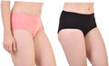 Bamboo Fabric Mid Waist Panty | Peach & Black | Set Of 2