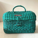 Saanjh Natural Fiber Handwoven Vanity Case Teal