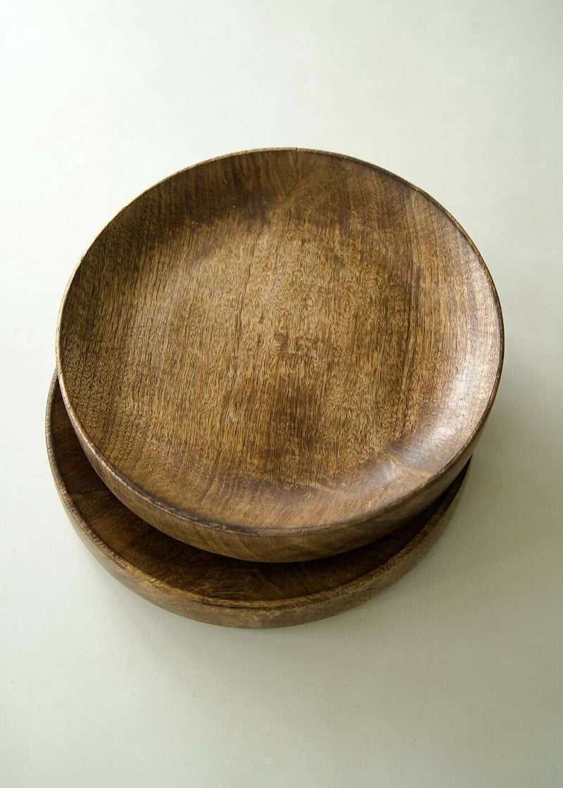 Hohmgrain Home Décor Dark Brown Seasoned Mango Wood Handcrafted Round Platter